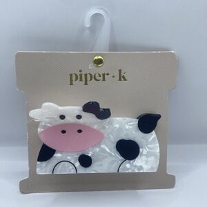 Piper K Cow Black White Large Hair Clip New